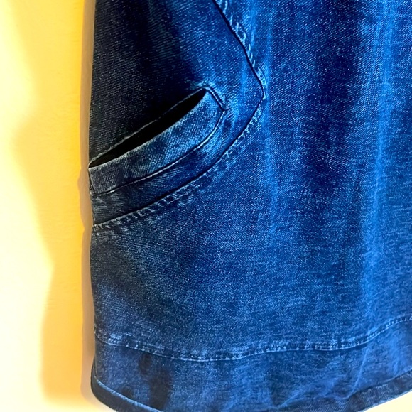 L/M Blue Denim Jeans Top Zippers on Shoulders 2 Front Pockets 65% Cotton Cute - Picture 6 of 14